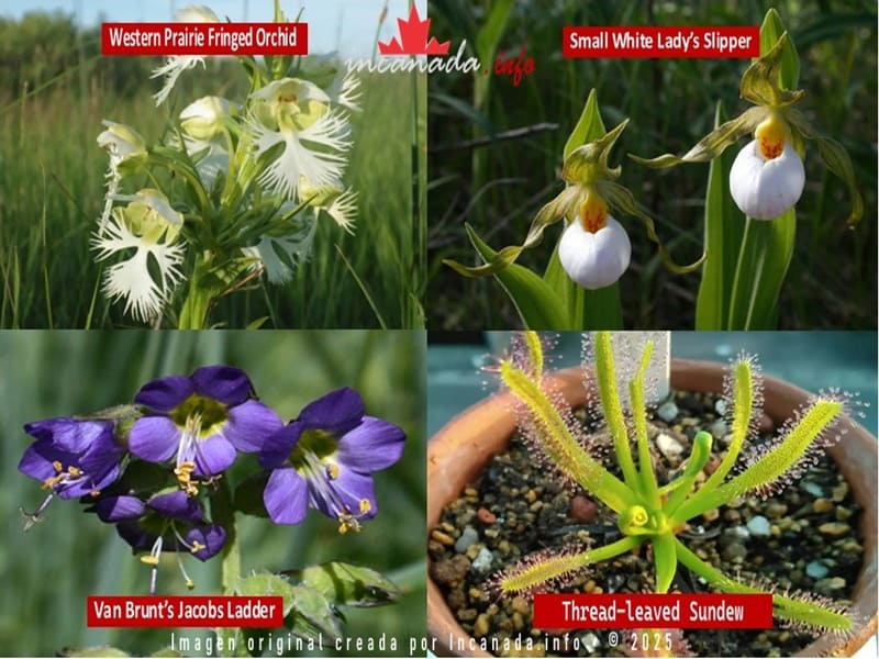 Endangered plants in Canada – collage of rare Canadian flora