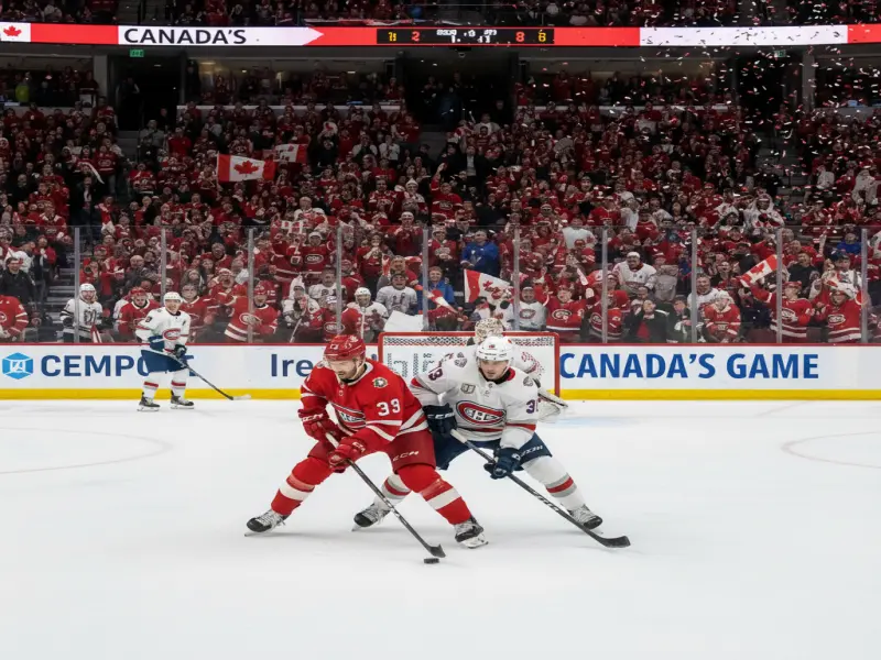 Ice hockey players in action during a match in Canada – most popular sport in Canada