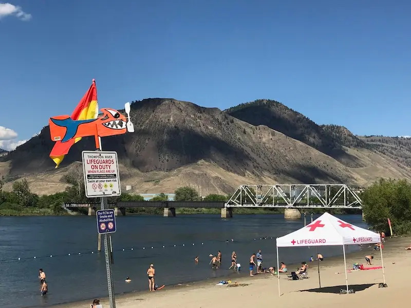 People enjoying a sunny summer day in Kamloops, British Columbia – the hottest city in Canada.